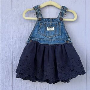 OshKosh B'gosh Blue Denim and Navy Eyelet Dress